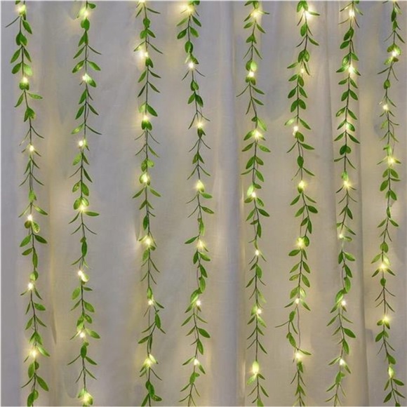 Artificial Vines Curtain Lights, Fake Greenery Garland Willow Leaves with Lights - Picture 7 of 8